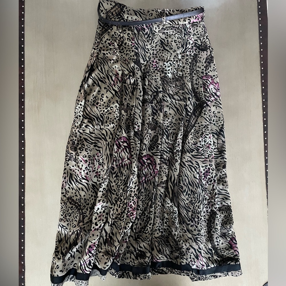 PREEN BY THORNTON BREGAZZI (Preenline) MIDI Silk Skirt Leopard Print